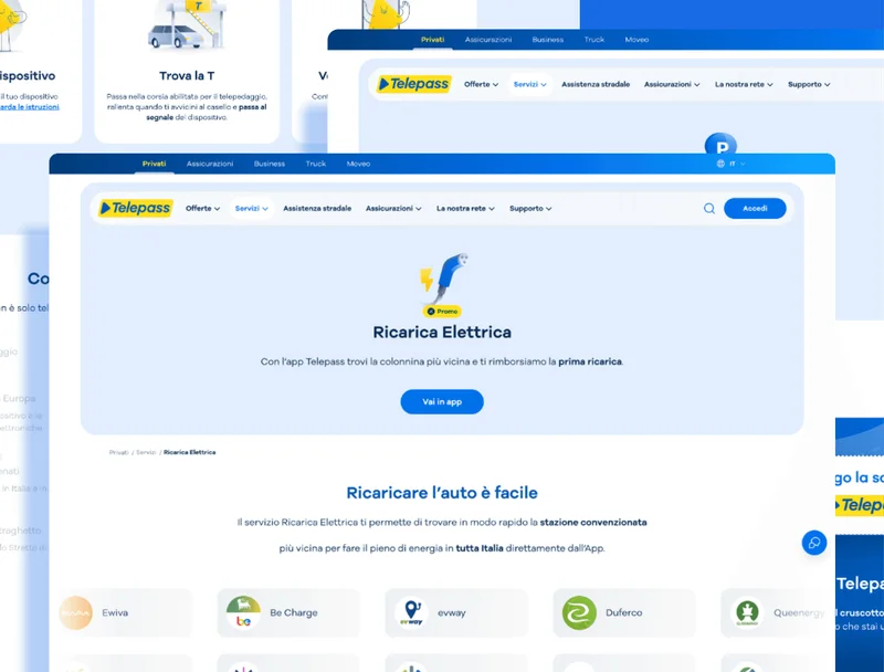Le pagine di servizio: ricarica elettrica - Telepass